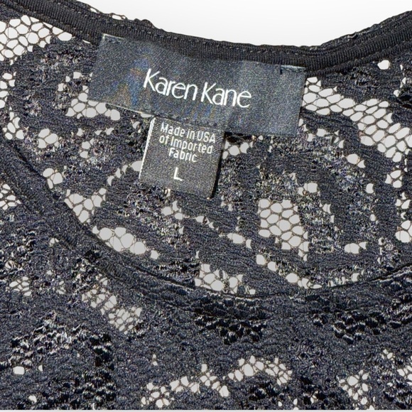 NWT KAREN KANE Black Long Sleeve Floral Lace Blouse - Large - Picture 9 of 17